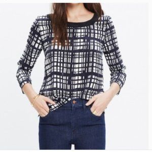 Madewell Silk Retrospect Top in Brushstroke Plaid